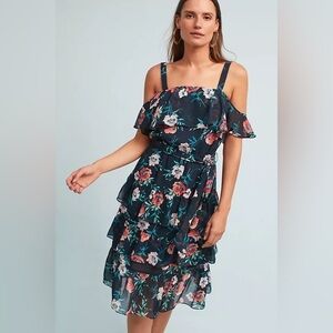 ELIZA J x ANTHROPOLOGIE | Raissa Floral Cold Shoulder Dress